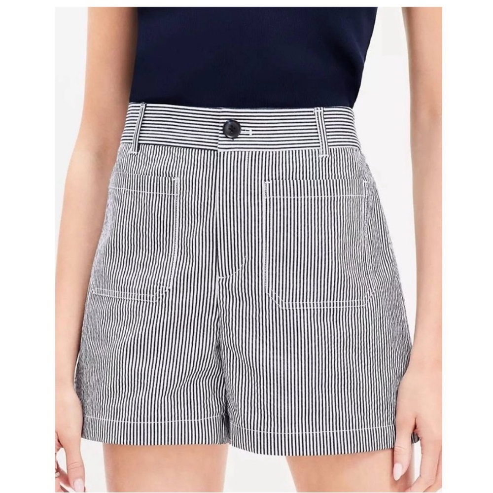 NWOT Ann Taylor LOFT The Palmer Striped High Rise Patch Pocket Shorts 8